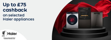 Up to £75 cashback on selected Haier appliances