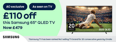 AO exclusive As seen on TV £110 off this Samsung 65" QLED TV Now £479