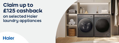 Claim up to £125 cashback on selected Haier laundry appliances