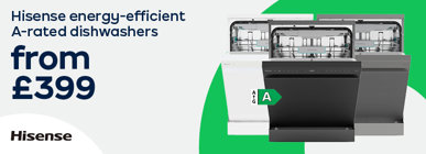 Hisense energy-efficient A-rated dishwashers from £399