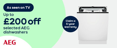 As seen on TV Up to £200 off selected AEG dishwashers