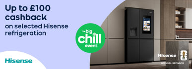 Up to £100 cashback on selected Hisense refrigeration