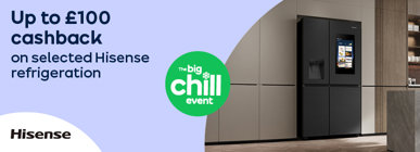 Up to £100 cashback on selected Hisense refrigeration