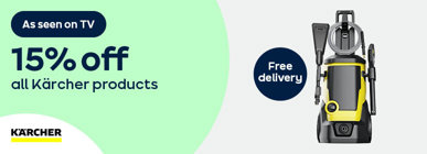 As seen on TV 15% off all Karcher products Free delivery