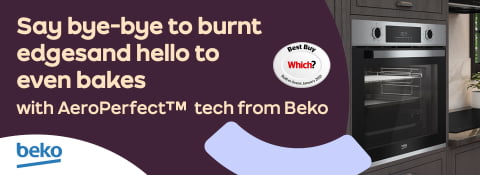 Say bye-bye to burnt edges and hello to even bakes with AeroPerfect tech from Beko