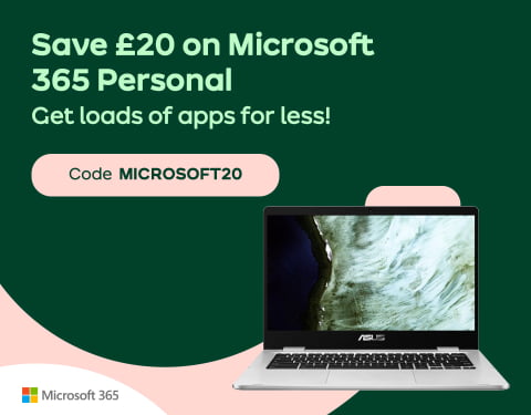 Save £20 on Microsoft 356 Personal. Get loads of apps for less! Use code MICROSOFT20