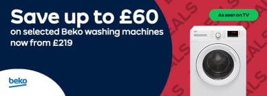 Save £60 off selected Beko washing machines.