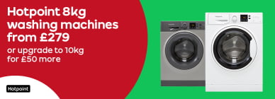 Hotpoint 8kg washing machines from £279 or upgrade to the 10kg for £50 more