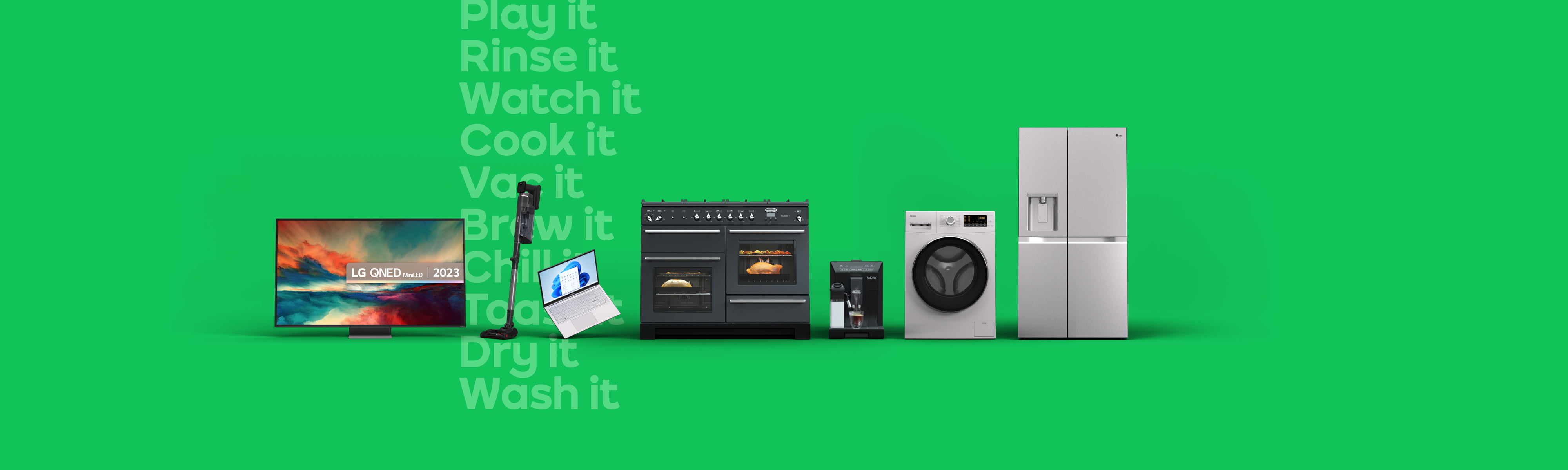 Washing Machines, Fridge Freezers, TVs and Laptops