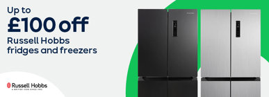Up to £100 off Russell Hobbs fridges and freezers