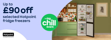 UpUp to £90 off Selected Hotpoint Fridge Freezers The big Chill event
