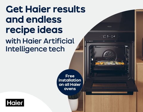 Get Haier results and endless recipe ideas with AI Tech Free Installation on all Haier ovens
