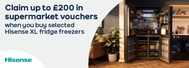 Claim up to £200 in supermarket vouchers when you buy selected Hisense XL fridge freezers