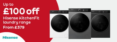 Up to £100 off Hisense KitchenFit laundry range From £379