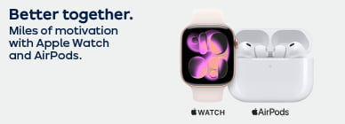 Better together. Miles of motivation with Apple Watch and Airpods.