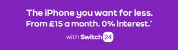 Own the latest iPhone for less From £17 a month. 0% interest. with Switch24