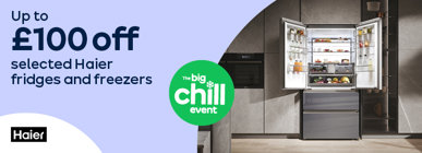 Up to £100 off selected Haier fridges and freezers. The Big Chill Event