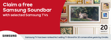 Claim a free Samsung Soundbar with selected Samsung TVs