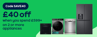 Code SAVE40 £40 off when you spend £599 on 2 or more appliances