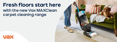 Fresh floors start here with the new Vax MAXClean carpet cleaning range