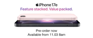 iPhone 17e Features stacked. Value packed. Pre-order now Available from 11.03 8am