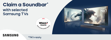 Claim a free soundbar* with selected Samsung TVs *T&Cs apply