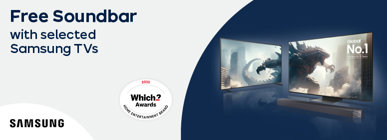 Claim a free soundbar* with selected Samsung TVs *T&Cs apply