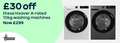 £30 off these Hoover 10kg A-rated washing machines Now £299