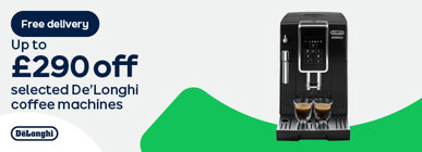 Free delivery Up to £290 off selected De'Longhi coffee machines 