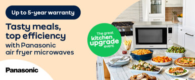 Up to 5-year warranty Tasty meals, top efficiency with Panasonic air fryer microwaves