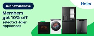 Join now and save Members get 10% off selected Haier appliances